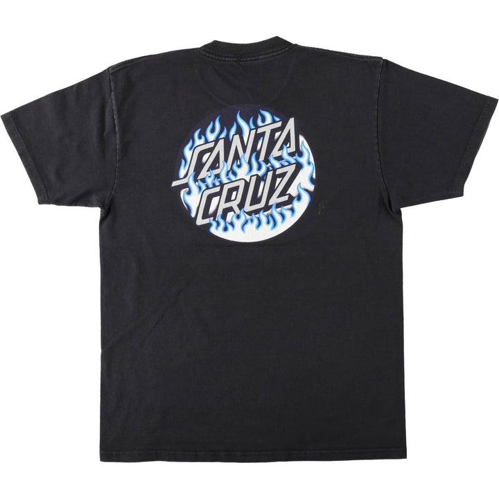 Santa Cruz Fire Pattern Surf Skate T-Shirt (Men's Size S) unclear black type Vintage Second Hand
