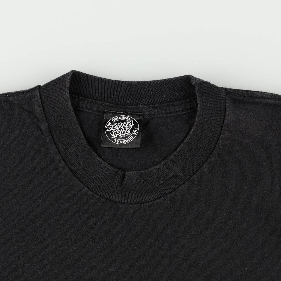 Santa Cruz Fire Pattern Surf Skate T-Shirt (Men's Size S) unclear black type Vintage Second Hand