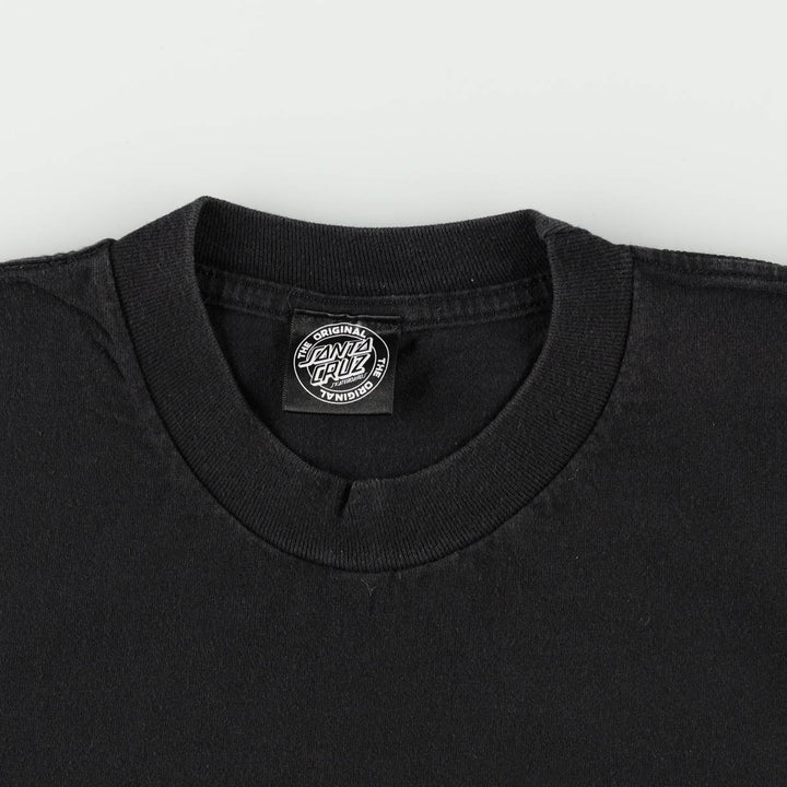 Santa Cruz Fire Pattern Surf Skate T-Shirt (Men's Size S) unclear black type Vintage Second Hand