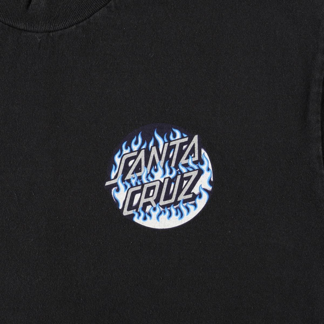 Santa Cruz Fire Pattern Surf Skate T-Shirt (Men's Size S) unclear black type Vintage Second Hand