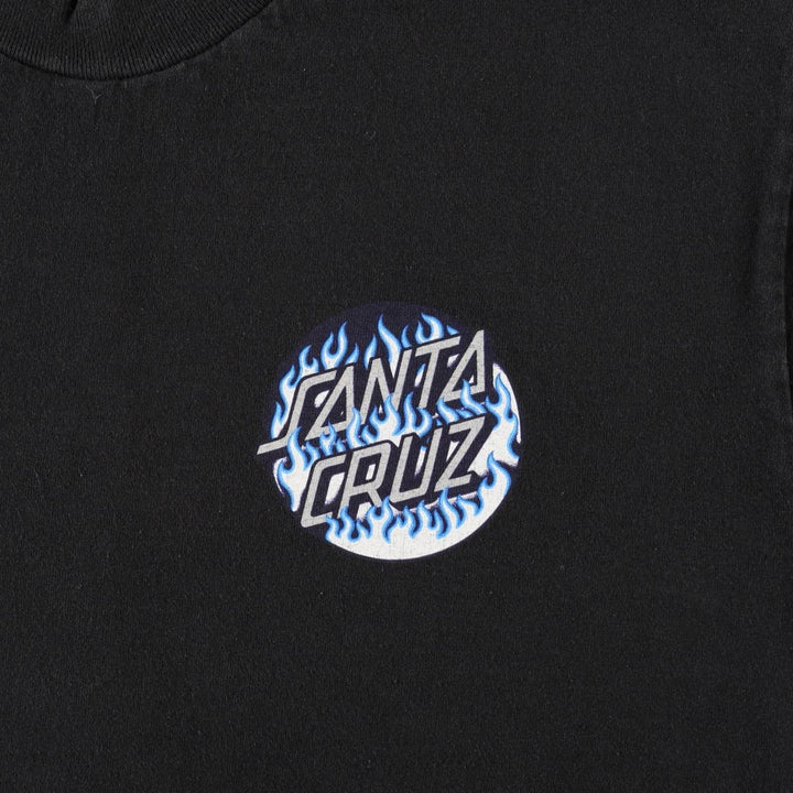 Santa Cruz Fire Pattern Surf Skate T-Shirt (Men's Size S) unclear black type Vintage Second Hand