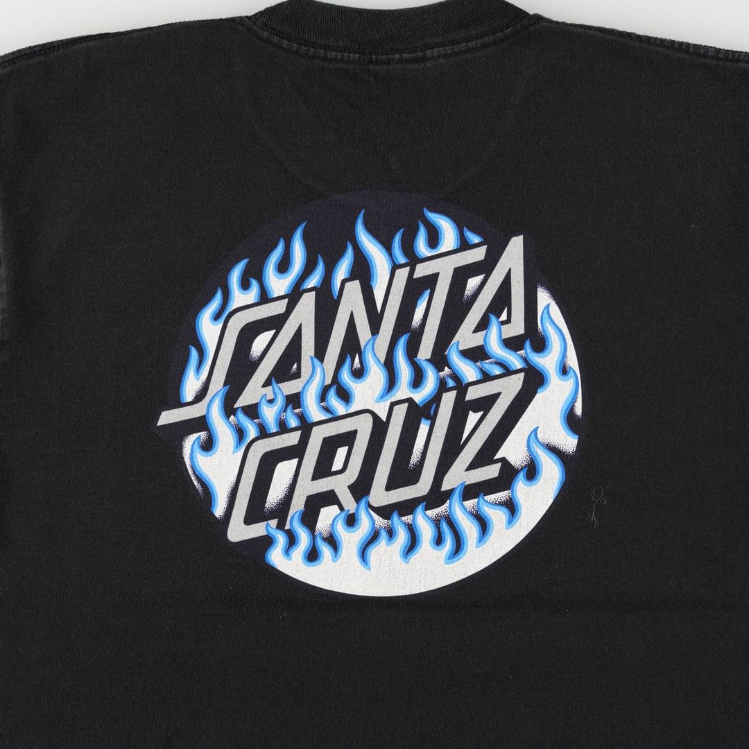 Santa Cruz Fire Pattern Surf Skate T-Shirt (Men's Size S) unclear black type Vintage Second Hand