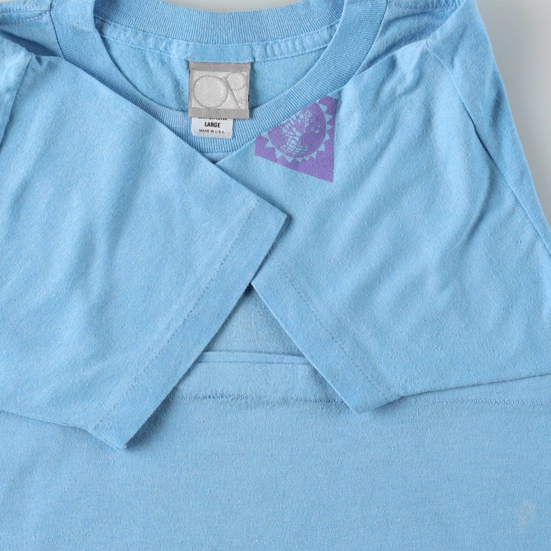 90'S Ocean Pacific Silver Tag Surf Skate T-Shirt, Made in USA, Men's Size L (Equivalent), Vintage cotton Blue type light blue Vintage Second Hand