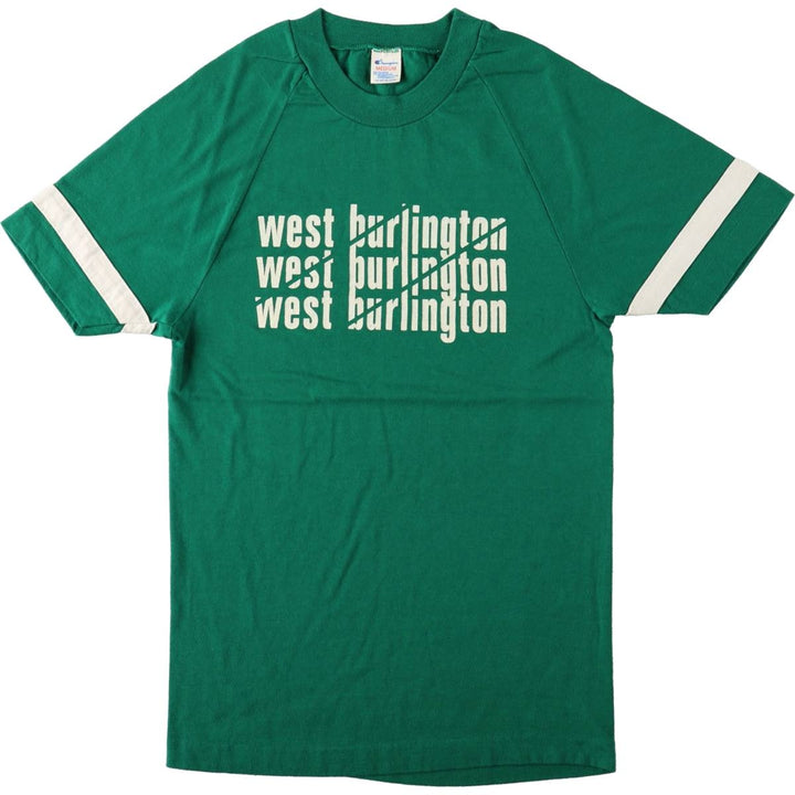 Vintage 1980'S Champion Trico Tag Print T-Shirt, Made in USA, Men's Size Medium polyester green type Vintage Second Hand