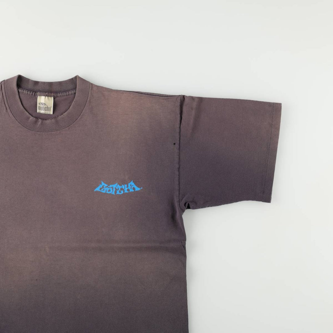 Vintage 90'S GOTCHA surf and skateboard T-shirt, made in the USA, size XL, men's cotton Charcoal Vintage Second Hand