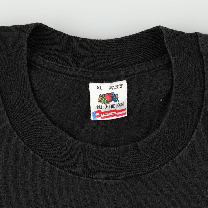 90'S Fruit of the Loom College T-shirt, Made in USA, Men's XL, Vintage cotton black type Vintage Second Hand