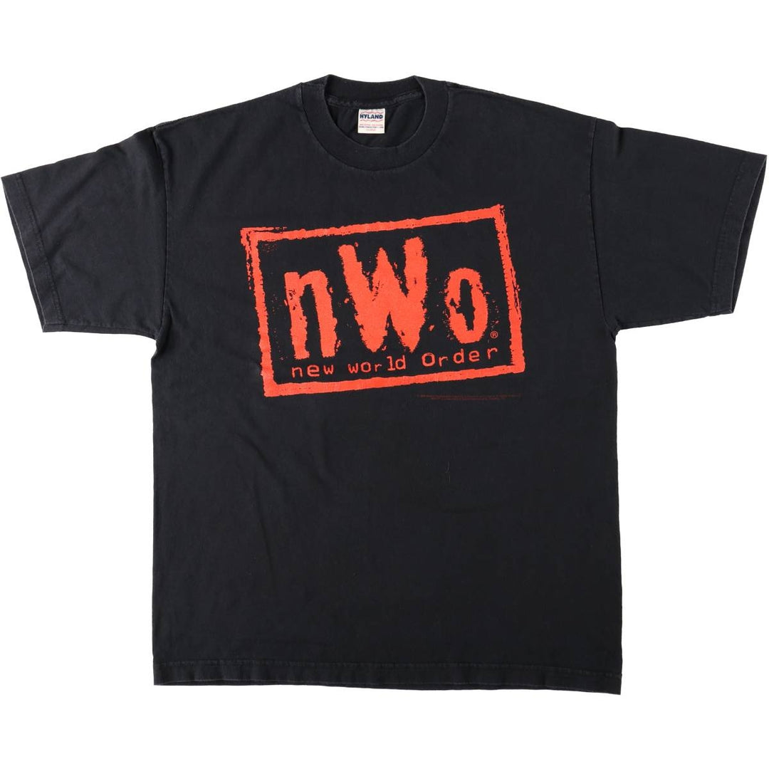 90'S HYLAND nWo New World Order Pro Wrestling Sports Print T-Shirt, Men's XL (approx.), Vintage cotton black type Vintage Second Hand