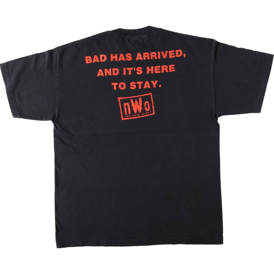 90'S HYLAND nWo New World Order Pro Wrestling Sports Print T-Shirt, Men's XL (approx.), Vintage cotton black type Vintage Second Hand