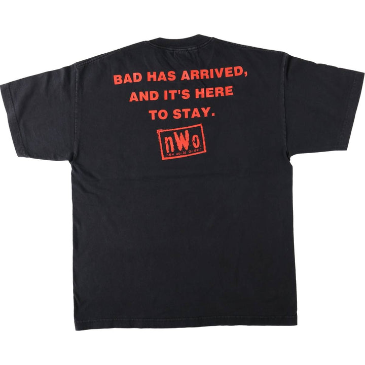 90'S HYLAND nWo New World Order Pro Wrestling Sports Print T-Shirt, Men's XL (approx.), Vintage cotton black type Vintage Second Hand