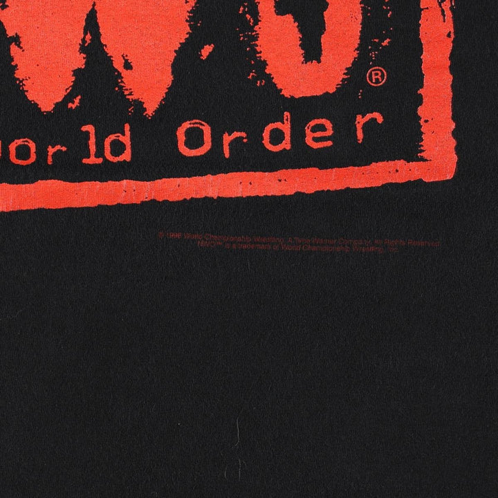 90'S HYLAND nWo New World Order Pro Wrestling Sports Print T-Shirt, Men's XL (approx.), Vintage cotton black type Vintage Second Hand
