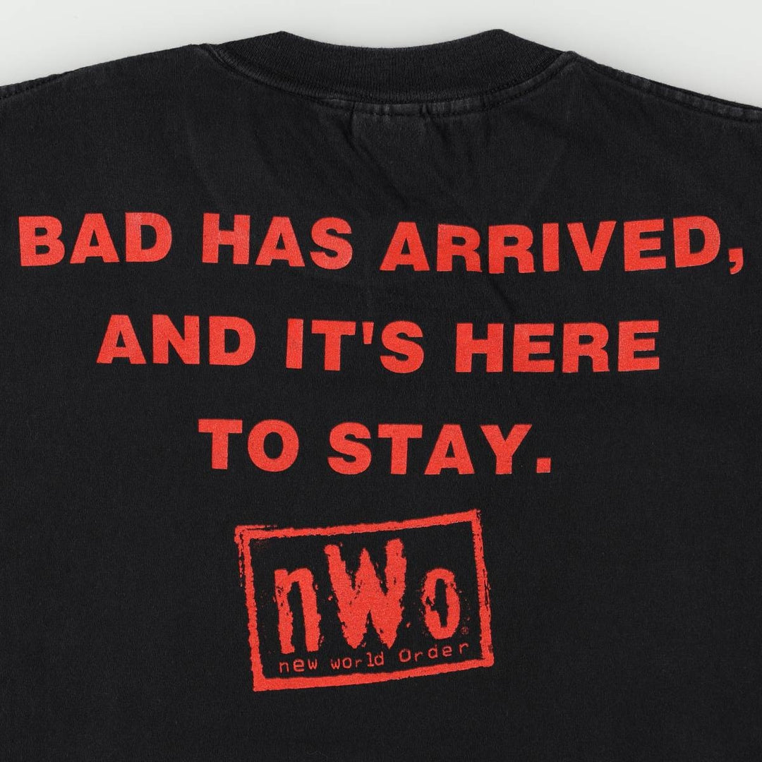 90'S HYLAND nWo New World Order Pro Wrestling Sports Print T-Shirt, Men's XL (approx.), Vintage cotton black type Vintage Second Hand