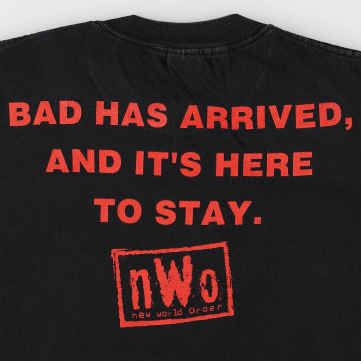 90'S HYLAND nWo New World Order Pro Wrestling Sports Print T-Shirt, Men's XL (approx.), Vintage cotton black type Vintage Second Hand