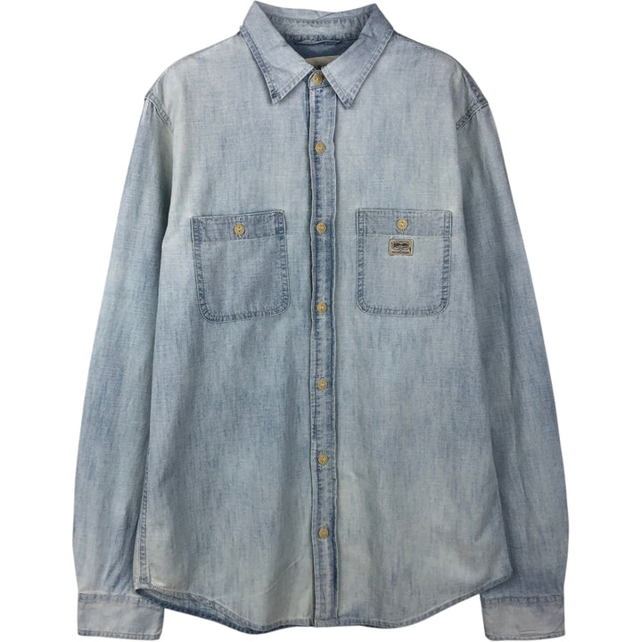Ralph Lauren DENIM&SUPPLY Long-Sleeve Cotton Shirt, Men's Size M (approx.) cotton Blue type light blue Vintage Second Hand