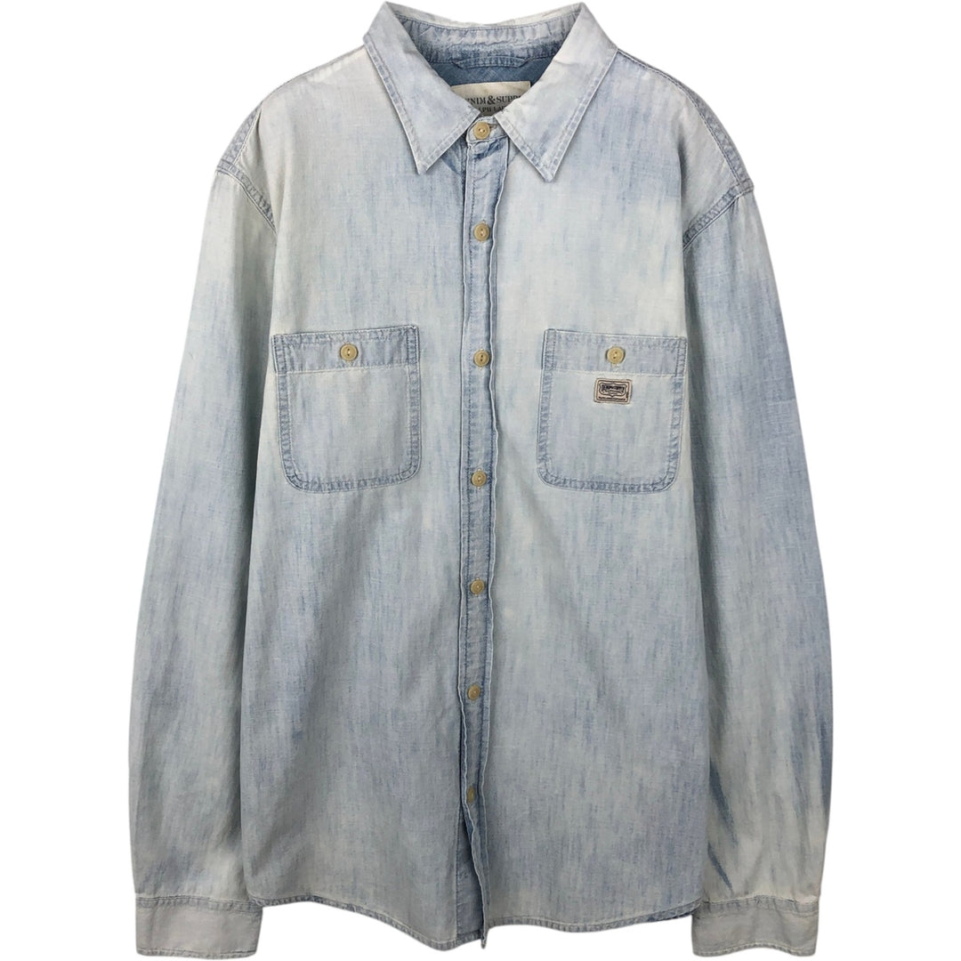 Ralph Lauren DENIM&SUPPLY Long-Sleeve Cotton Shirt, Men's Size L (approx.) cotton Blue type light blue Vintage Second Hand