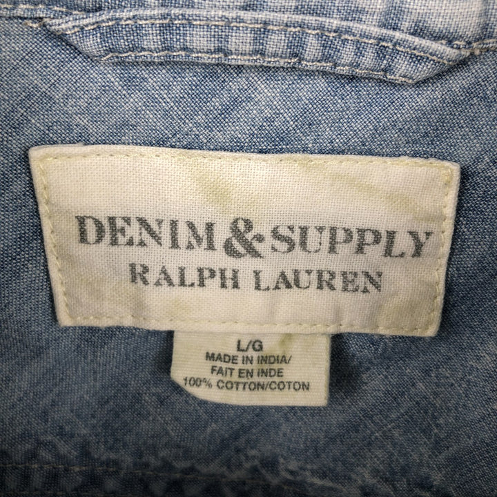 Ralph Lauren DENIM&SUPPLY Long-Sleeve Cotton Shirt, Men's Size L (approx.) cotton Blue type light blue Vintage Second Hand