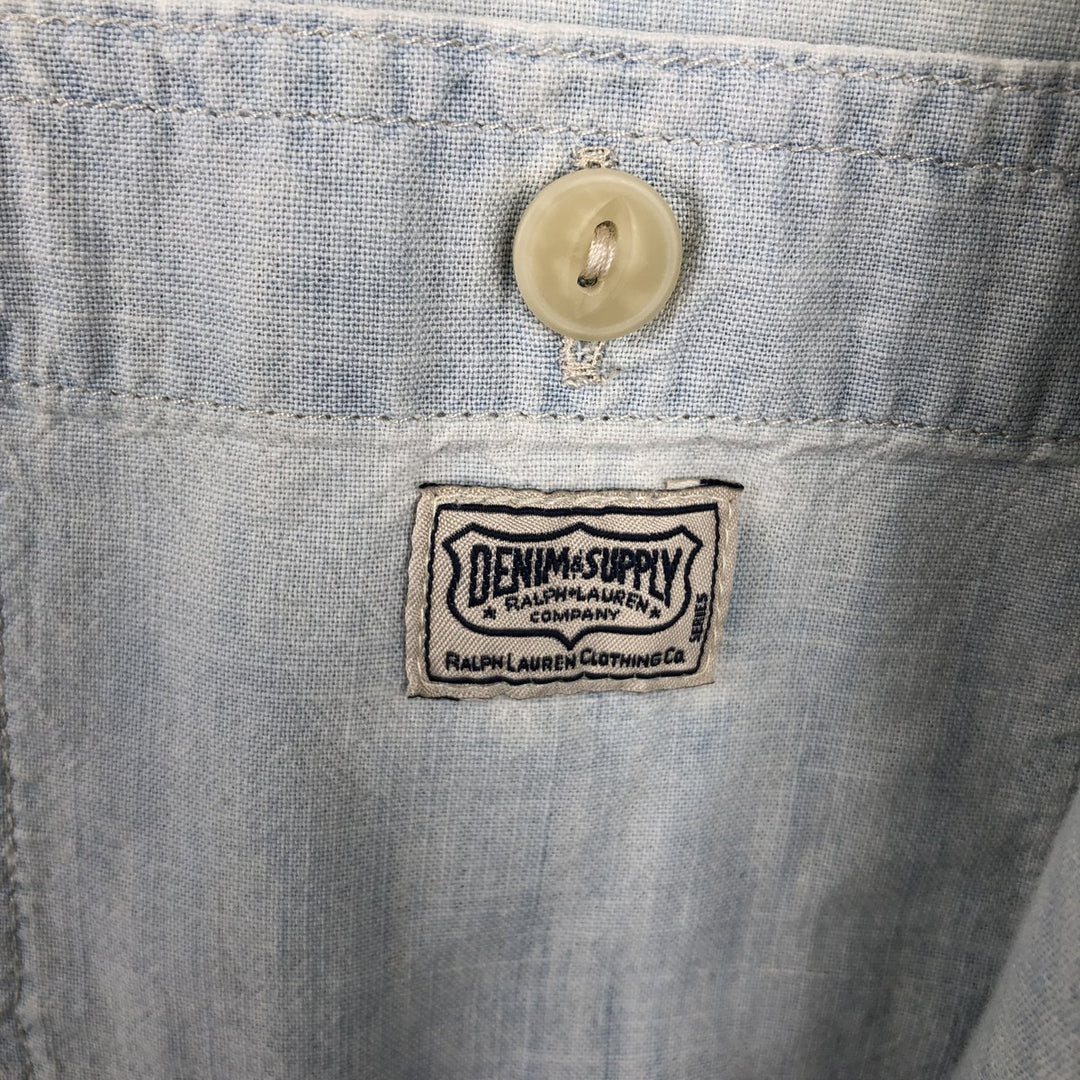 Ralph Lauren DENIM&SUPPLY Long-Sleeve Cotton Shirt, Men's Size L (approx.) cotton Blue type light blue Vintage Second Hand