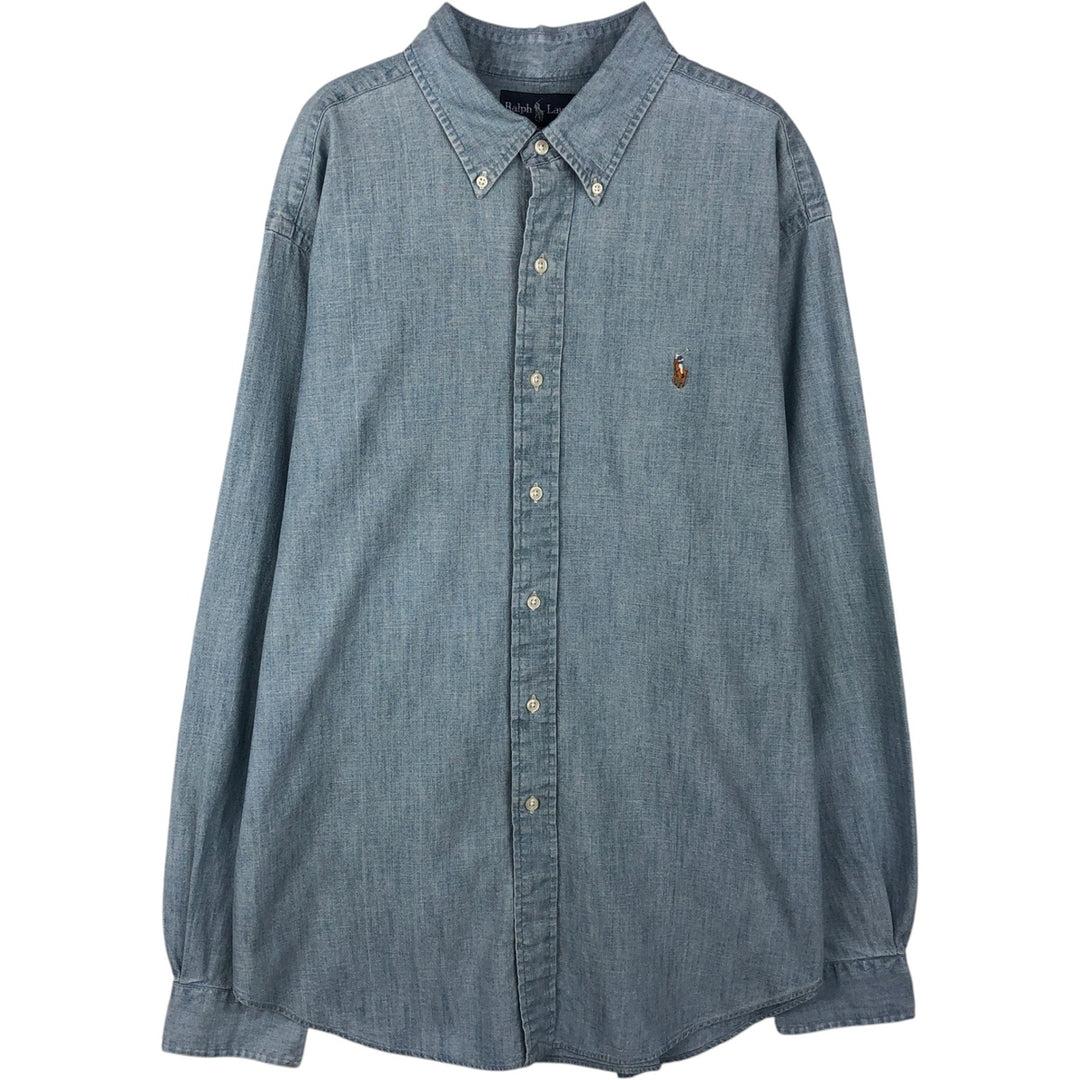 Ralph Lauren Classic Fit Long Sleeve Button Down Shirt Men's XL cotton Blue type light blue Vintage Second Hand