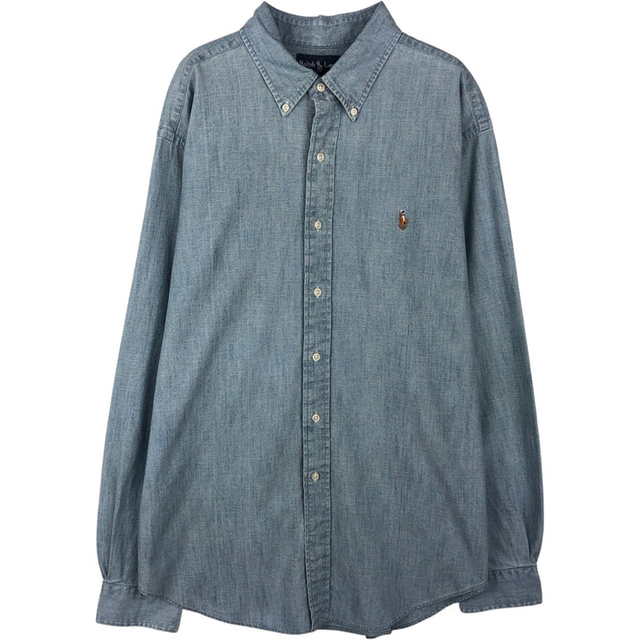 Ralph Lauren Classic Fit Long Sleeve Button Down Shirt Men's XL cotton Blue type light blue Vintage Second Hand
