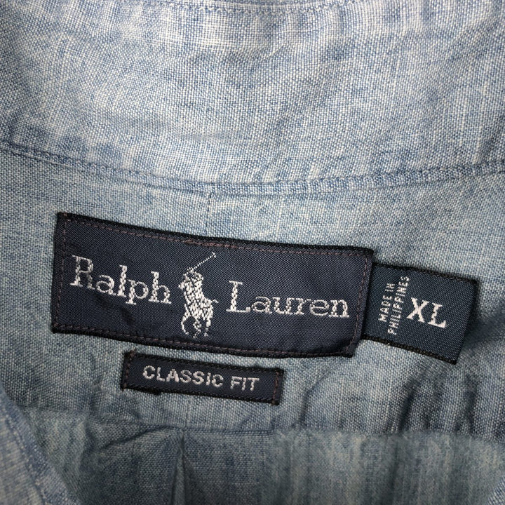 Ralph Lauren Classic Fit Long Sleeve Button Down Shirt Men's XL cotton Blue type light blue Vintage Second Hand