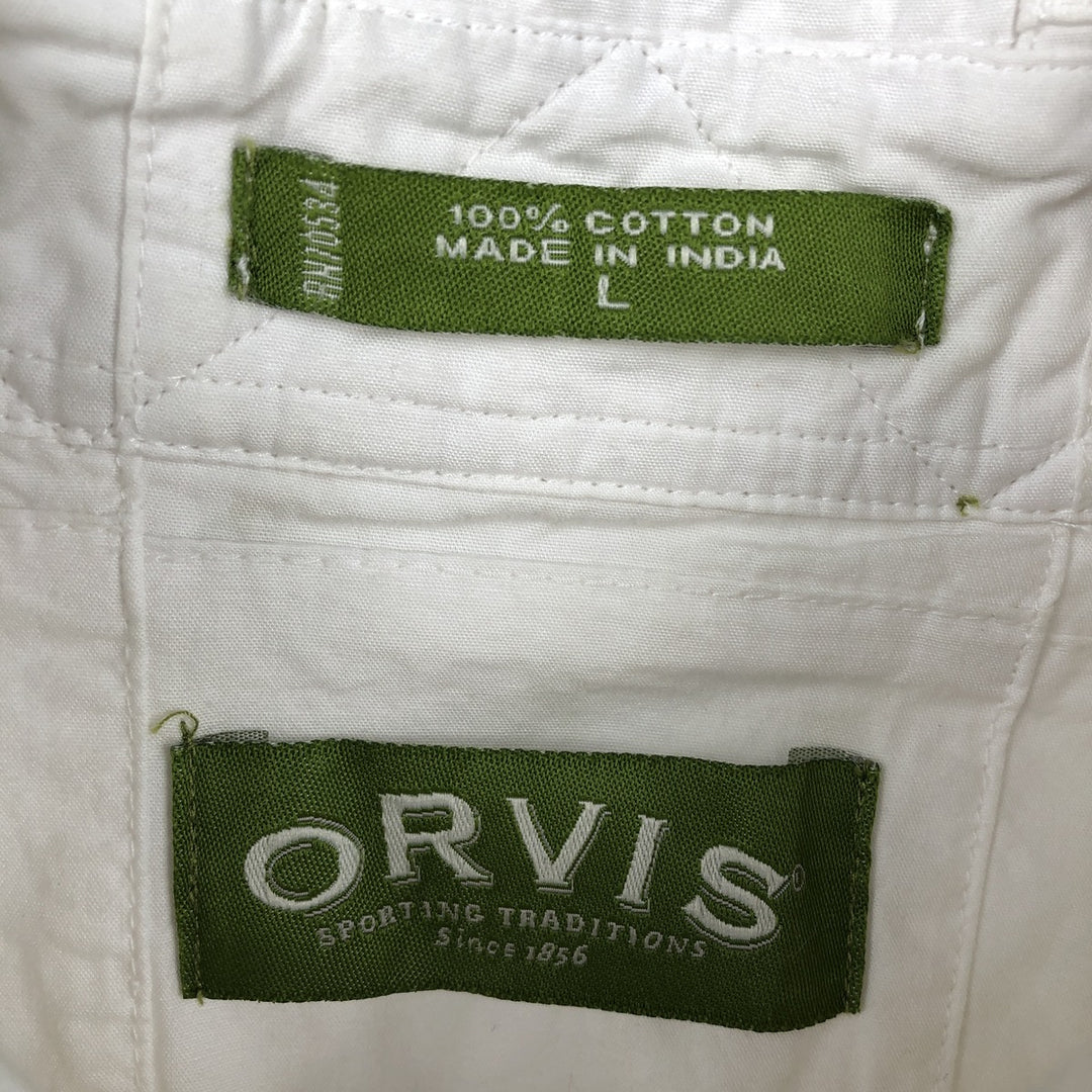 ORVIS Patchwork Long-Sleeve Cotton Shirt, Men's Size L (approx.) cotton white type Vintage Second Hand