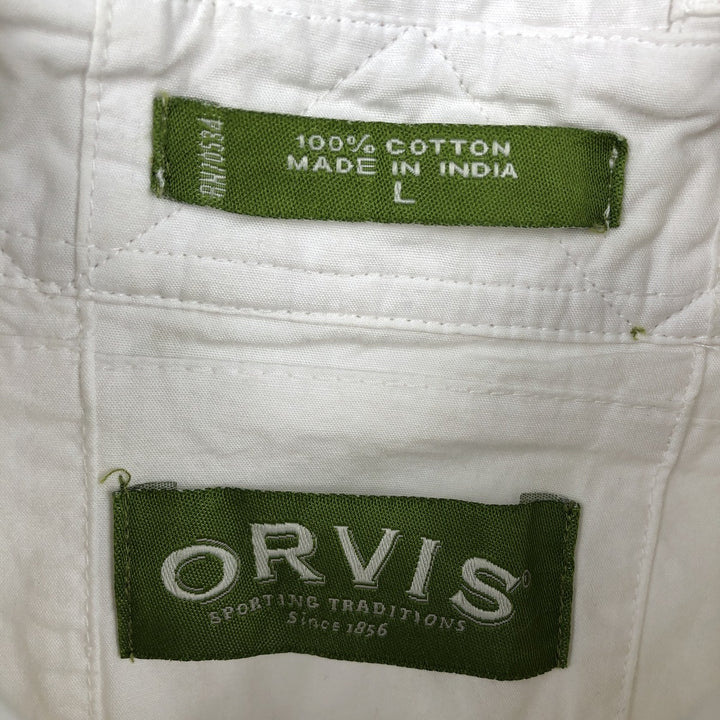 ORVIS Patchwork Long-Sleeve Cotton Shirt, Men's Size L (approx.) cotton white type Vintage Second Hand