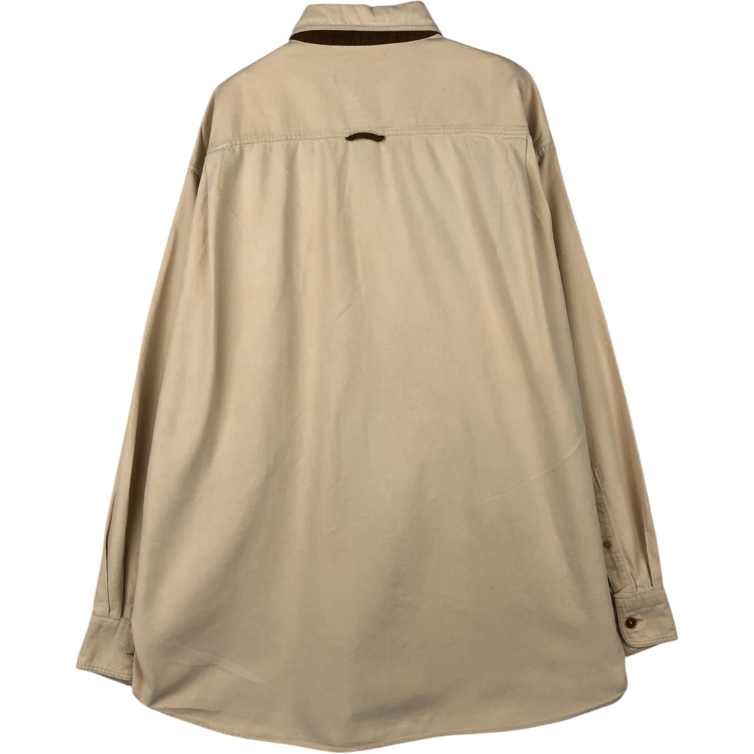 90'S ORVIS Long-Sleeve Cotton Shirt, Men's Size L (Equivalent), Vintage cotton Beige type Vintage Second Hand