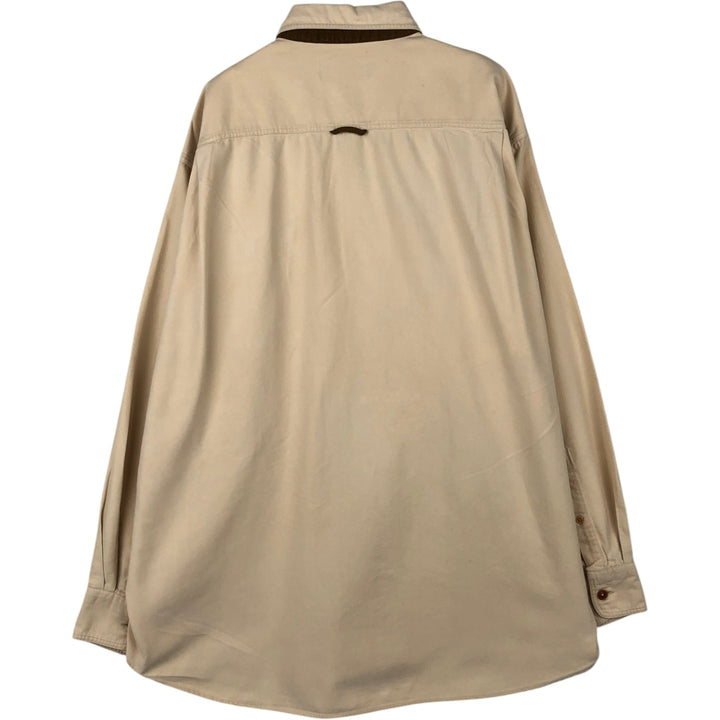 90'S ORVIS Long-Sleeve Cotton Shirt, Men's Size L (Equivalent), Vintage cotton Beige type Vintage Second Hand