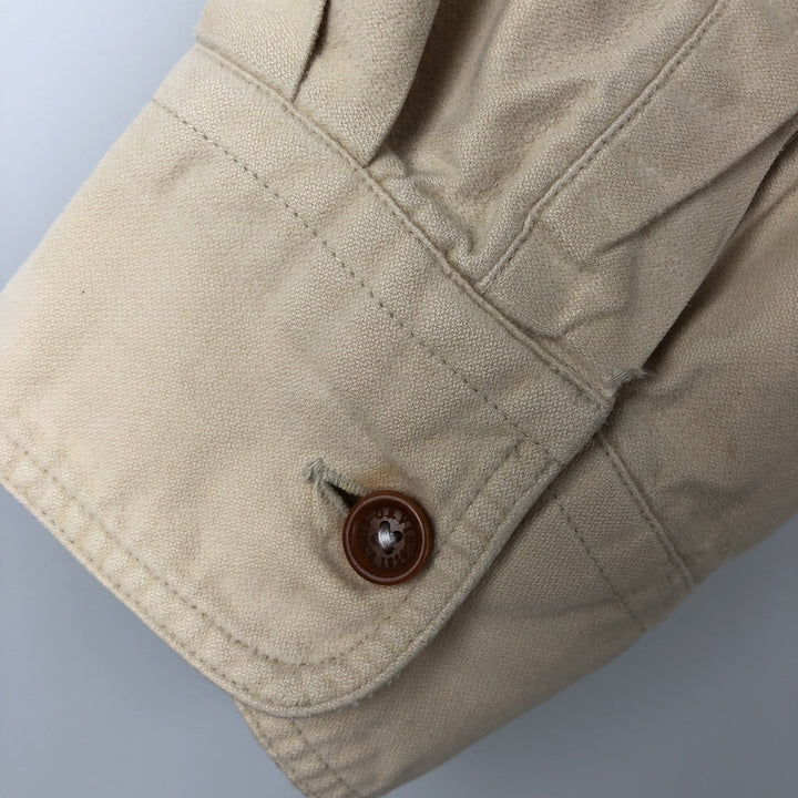 90'S ORVIS Long-Sleeve Cotton Shirt, Men's Size L (Equivalent), Vintage cotton Beige type Vintage Second Hand