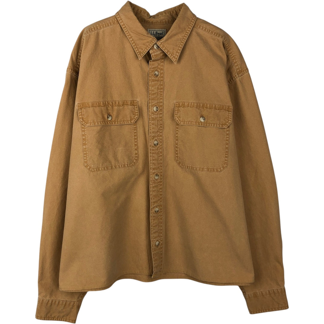 90s-00'S LLBean Cotton Box Shirt, Men's Size L (approx.), Vintage cotton brown type Vintage Second Hand