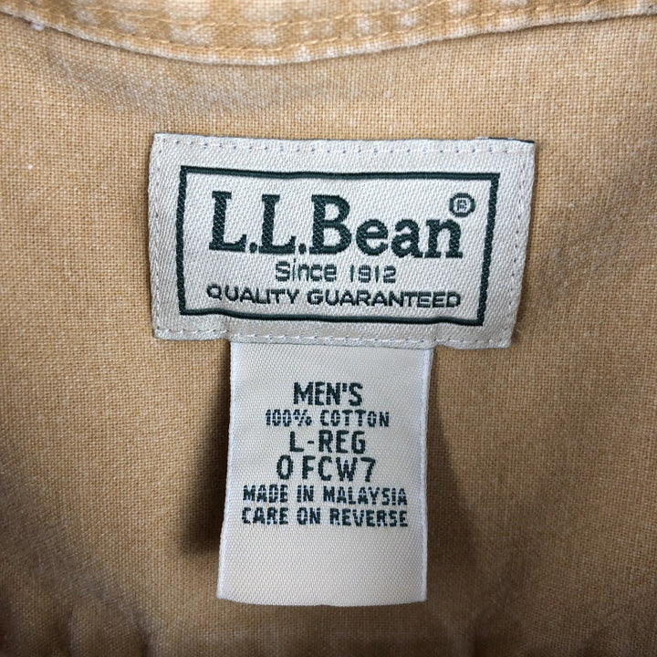 90s-00'S LLBean Cotton Box Shirt, Men's Size L (approx.), Vintage cotton brown type Vintage Second Hand