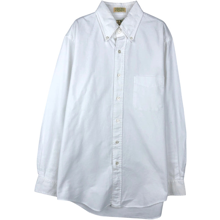 90'S LLBean Long-Sleeve Button-Down Shirt, Made in USA, Men's Size M (Equivalent), Vintage cotton white type Vintage Second Hand