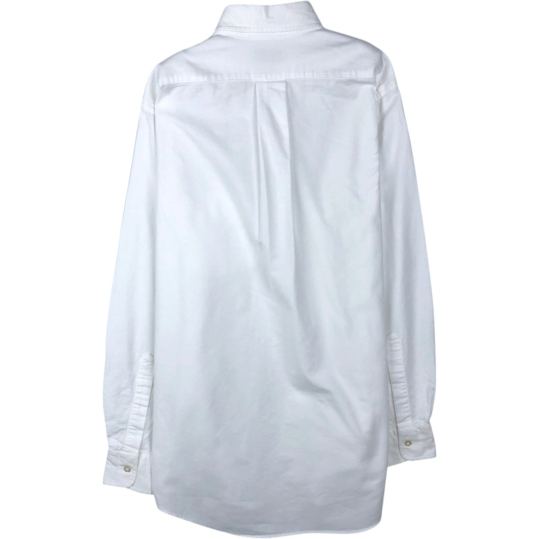 90'S LLBean Long-Sleeve Button-Down Shirt, Made in USA, Men's Size M (Equivalent), Vintage cotton white type Vintage Second Hand