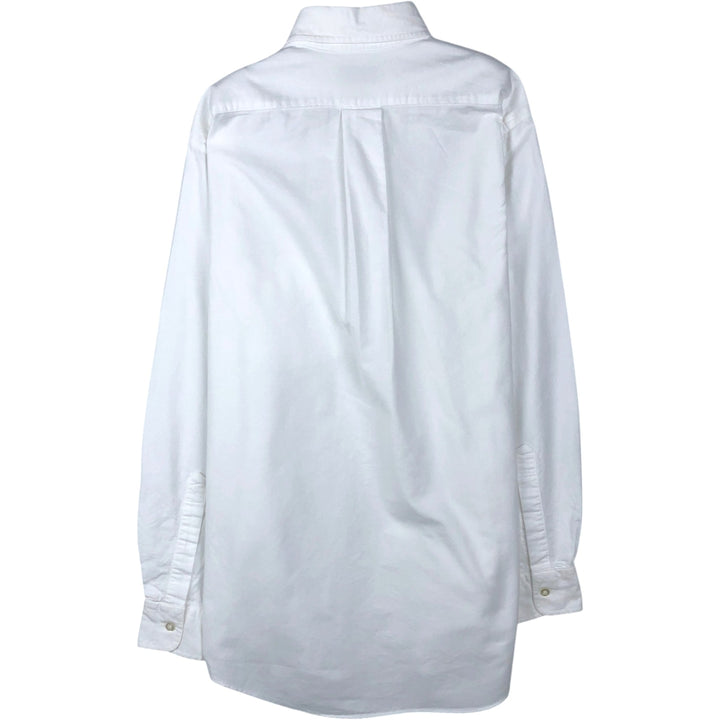 90'S LLBean Long-Sleeve Button-Down Shirt, Made in USA, Men's Size M (Equivalent), Vintage cotton white type Vintage Second Hand