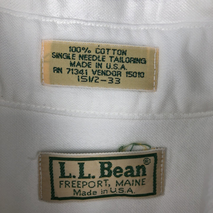 90'S LLBean Long-Sleeve Button-Down Shirt, Made in USA, Men's Size M (Equivalent), Vintage cotton white type Vintage Second Hand