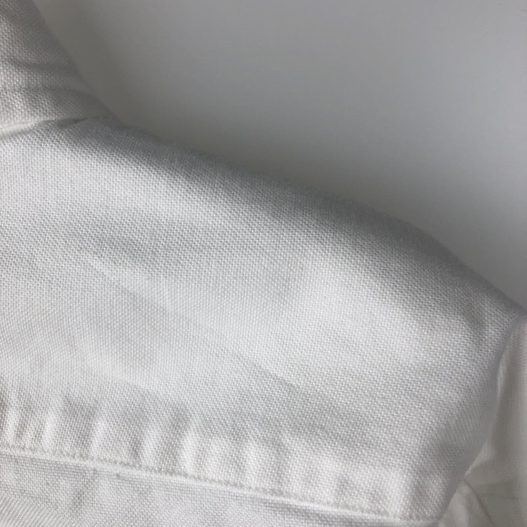 90'S LLBean Long-Sleeve Button-Down Shirt, Made in USA, Men's Size M (Equivalent), Vintage cotton white type Vintage Second Hand