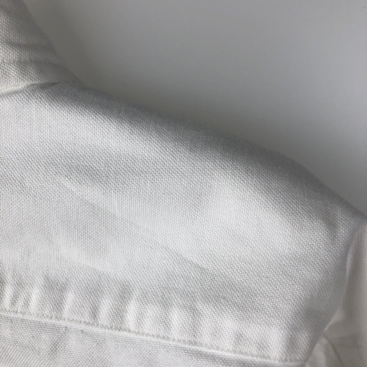 90'S LLBean Long-Sleeve Button-Down Shirt, Made in USA, Men's Size M (Equivalent), Vintage cotton white type Vintage Second Hand
