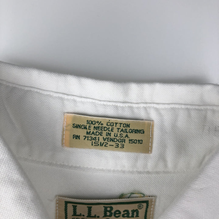 90'S LLBean Long-Sleeve Button-Down Shirt, Made in USA, Men's Size M (Equivalent), Vintage cotton white type Vintage Second Hand