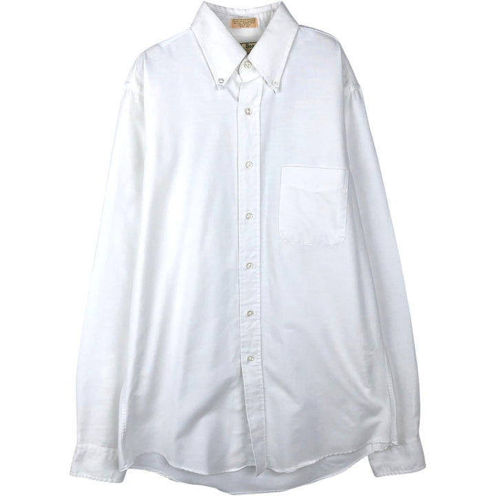 90'S LLBean Long-Sleeve Button-Down Shirt, Made in USA, Men's Size M (Equivalent), Vintage cotton white type Vintage Second Hand