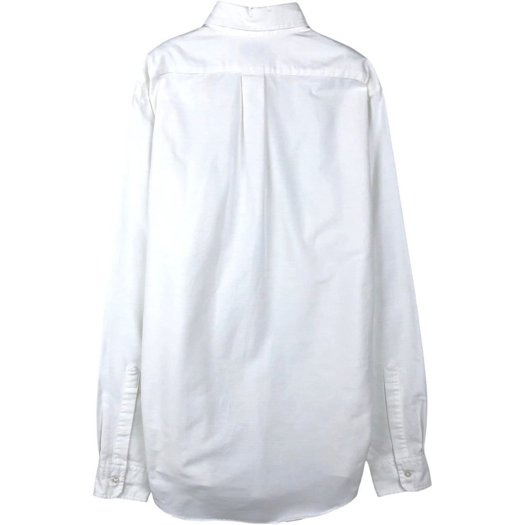 90'S LLBean Long-Sleeve Button-Down Shirt, Made in USA, Men's Size M (Equivalent), Vintage cotton white type Vintage Second Hand