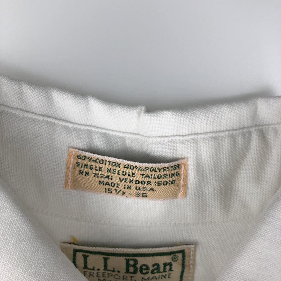 90'S LLBean Long-Sleeve Button-Down Shirt, Made in USA, Men's Size M (Equivalent), Vintage cotton white type Vintage Second Hand