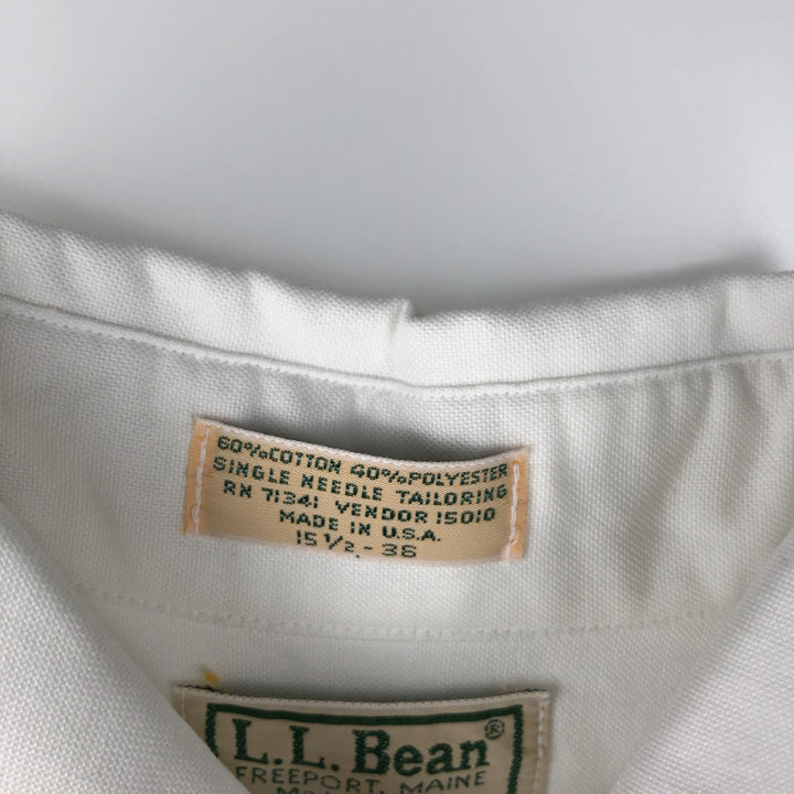 90'S LLBean Long-Sleeve Button-Down Shirt, Made in USA, Men's Size M (Equivalent), Vintage cotton white type Vintage Second Hand
