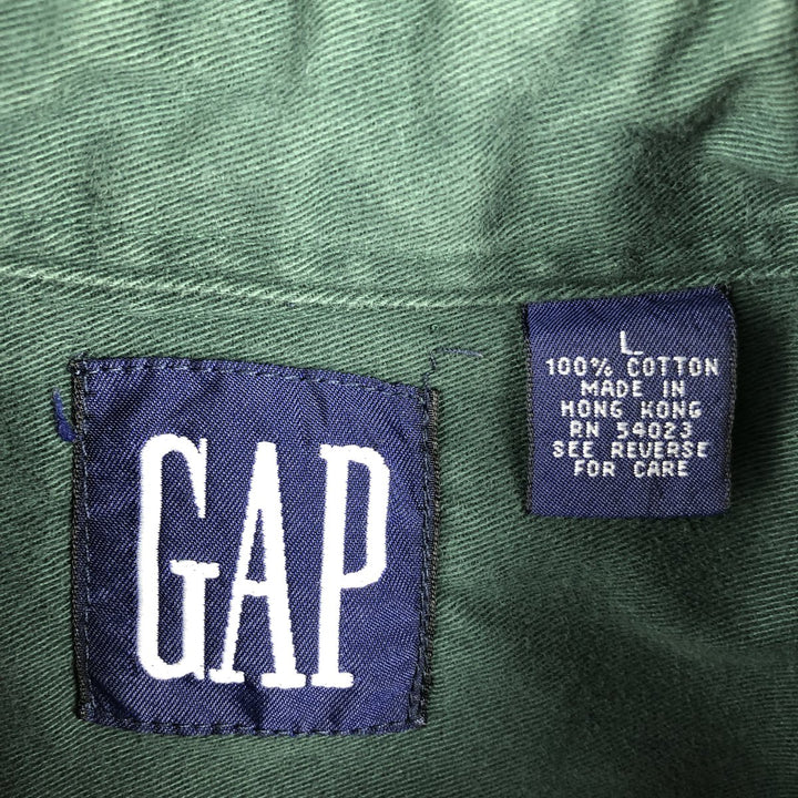 90'S GAP Old Gap Long Sleeve Cotton Shirt Men's L Size Vintage cotton Green type dark green Vintage Second Hand