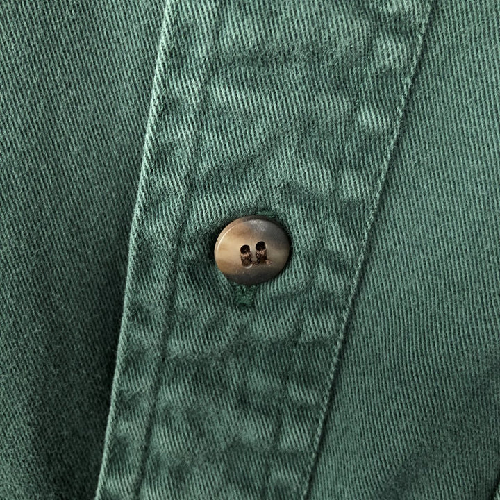 90'S GAP Old Gap Long Sleeve Cotton Shirt Men's L Size Vintage cotton Green type dark green Vintage Second Hand