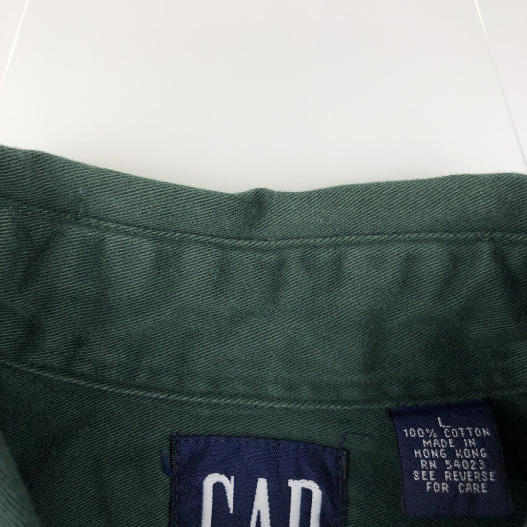90'S GAP Old Gap Long Sleeve Cotton Shirt Men's L Size Vintage cotton Green type dark green Vintage Second Hand