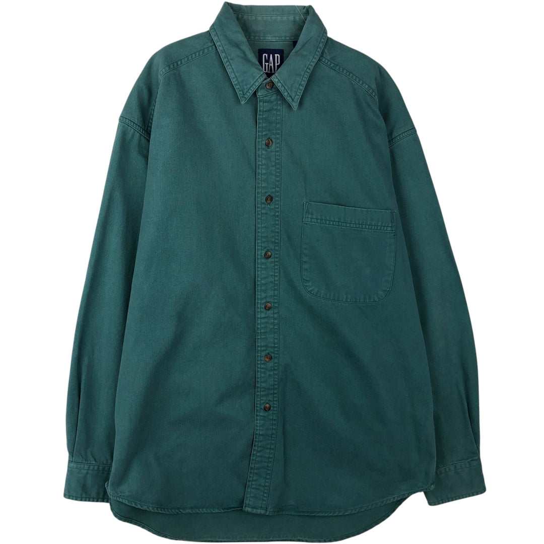 90'S GAP Old Gap Long Sleeve Cotton Shirt Men's L Size Vintage cotton green type Vintage Second Hand