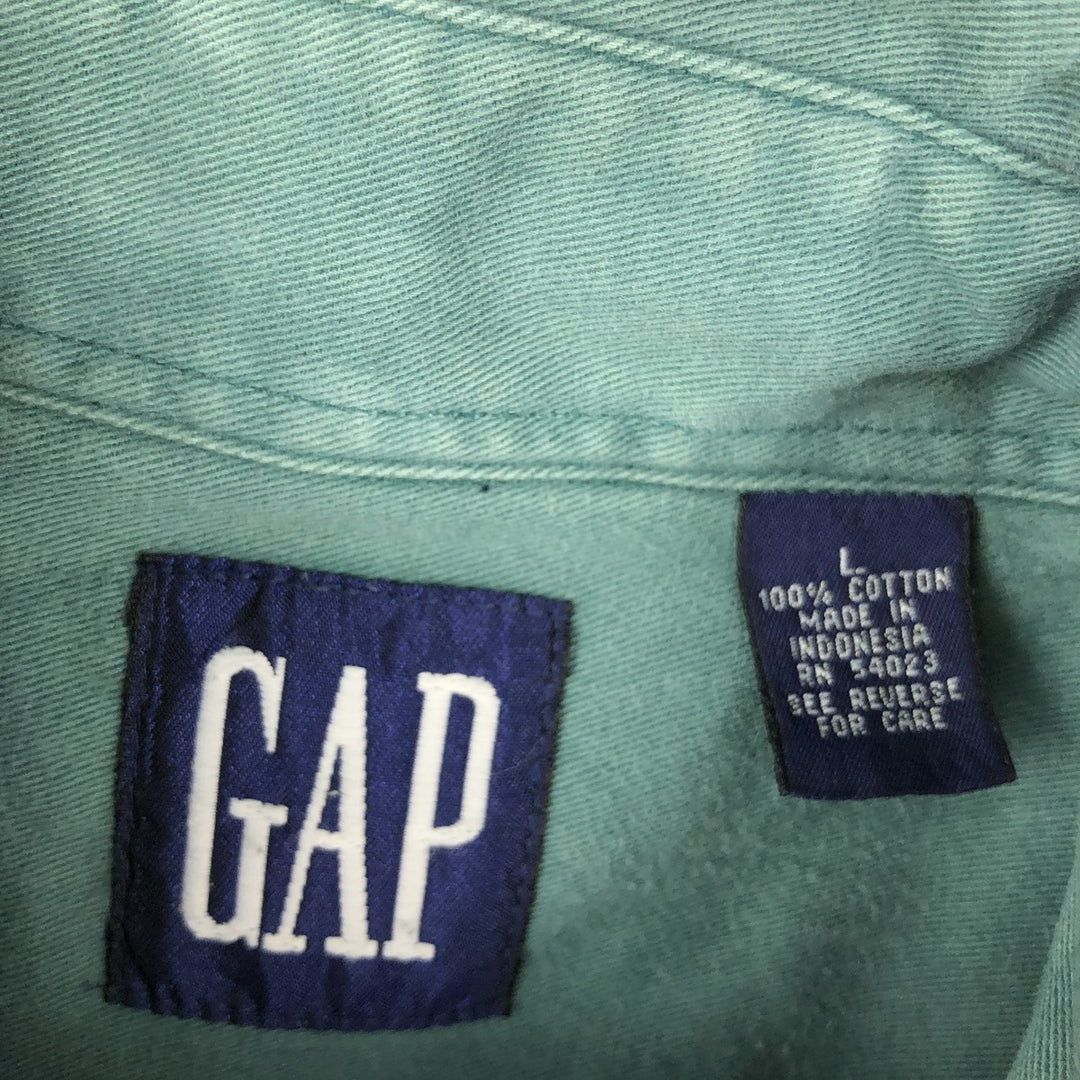 90'S GAP Old Gap Long Sleeve Cotton Shirt Men's L Size Vintage cotton green type Vintage Second Hand