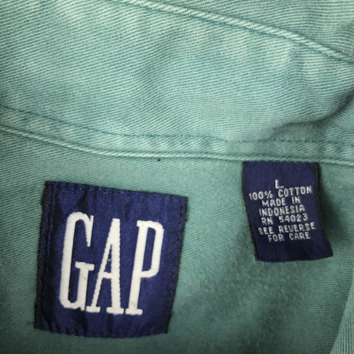 90'S GAP Old Gap Long Sleeve Cotton Shirt Men's L Size Vintage cotton green type Vintage Second Hand