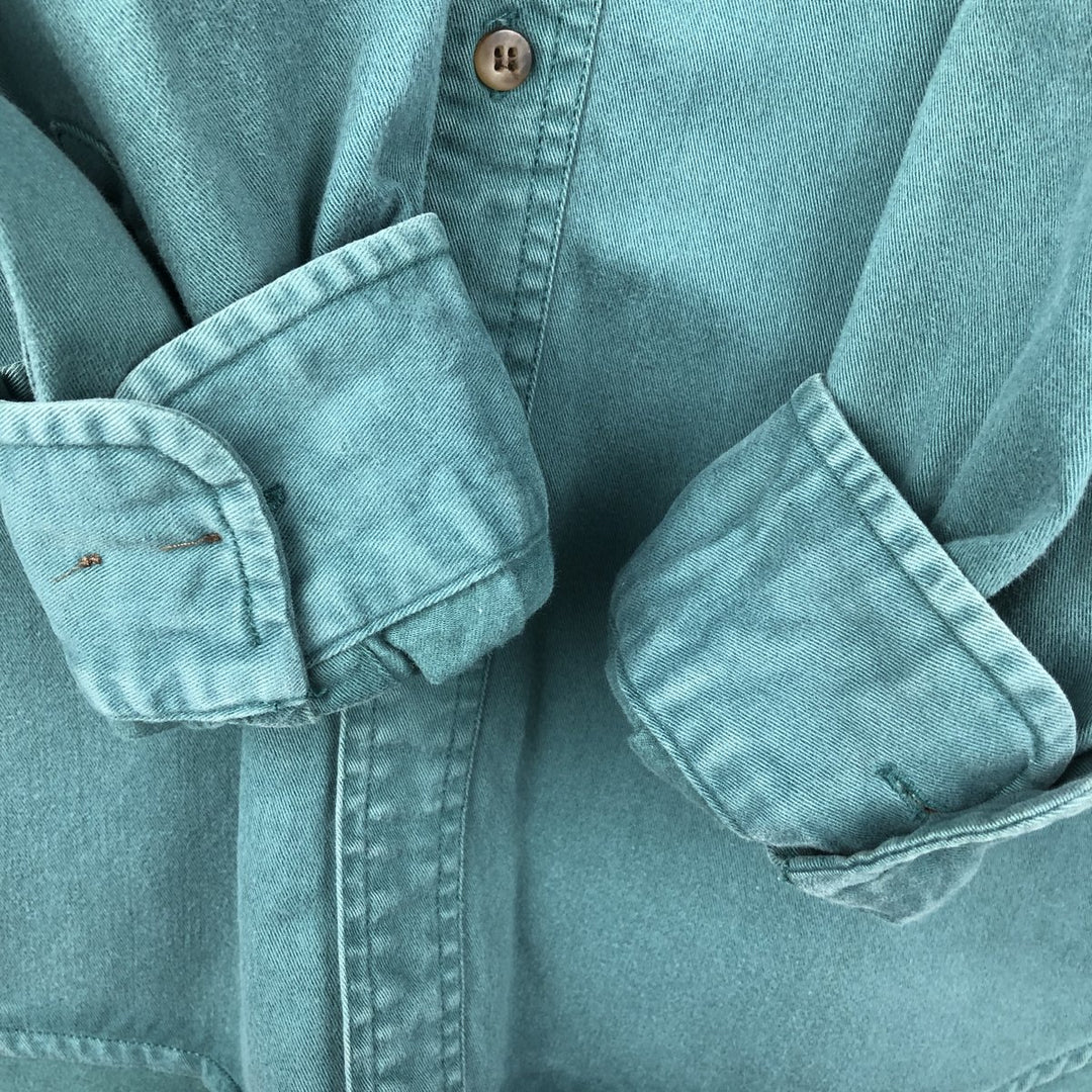 90'S GAP Old Gap Long Sleeve Cotton Shirt Men's L Size Vintage cotton green type Vintage Second Hand