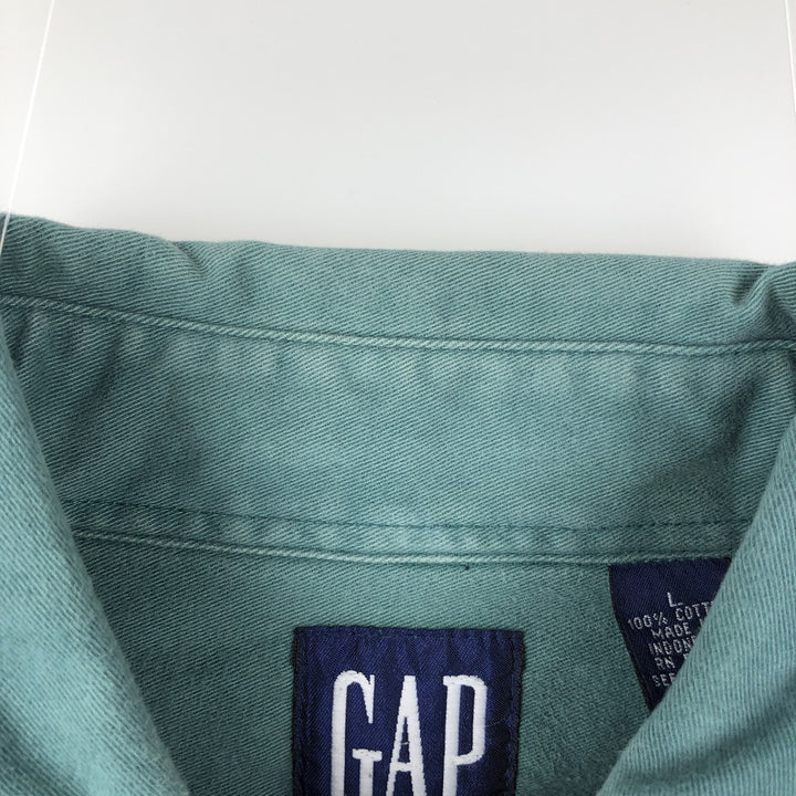 90'S GAP Old Gap Long Sleeve Cotton Shirt Men's L Size Vintage cotton green type Vintage Second Hand