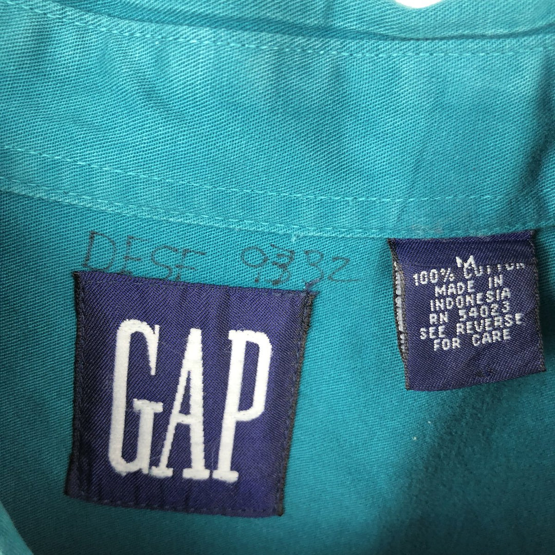 90'S GAP Vintage Long Sleeve Cotton Shirt, Men's Size Medium cotton green type Vintage Second Hand